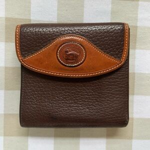 Vintage Dooney & Bourke All Weather Trifold Leather Wallet with Lock Coin Purse